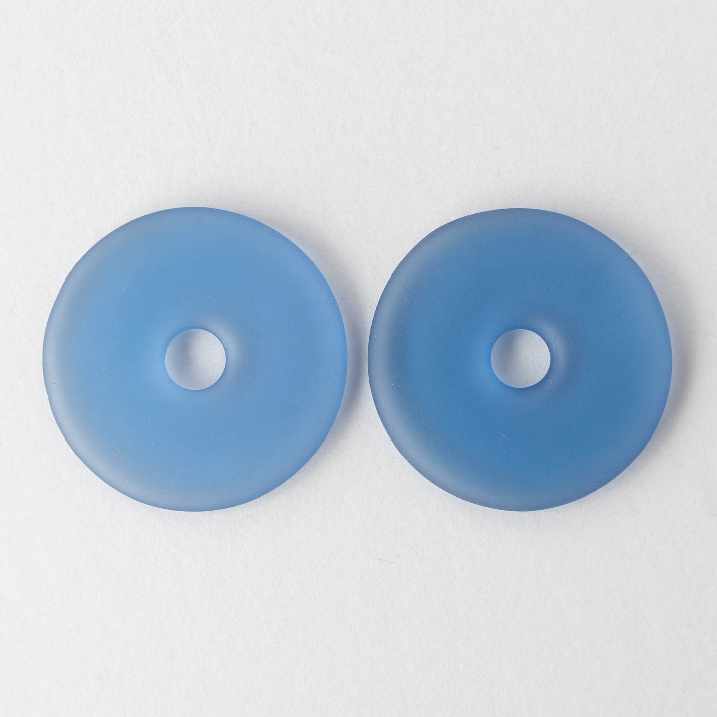34mm Frosted Glass Donut - Sapphire Blue - 1 Donut