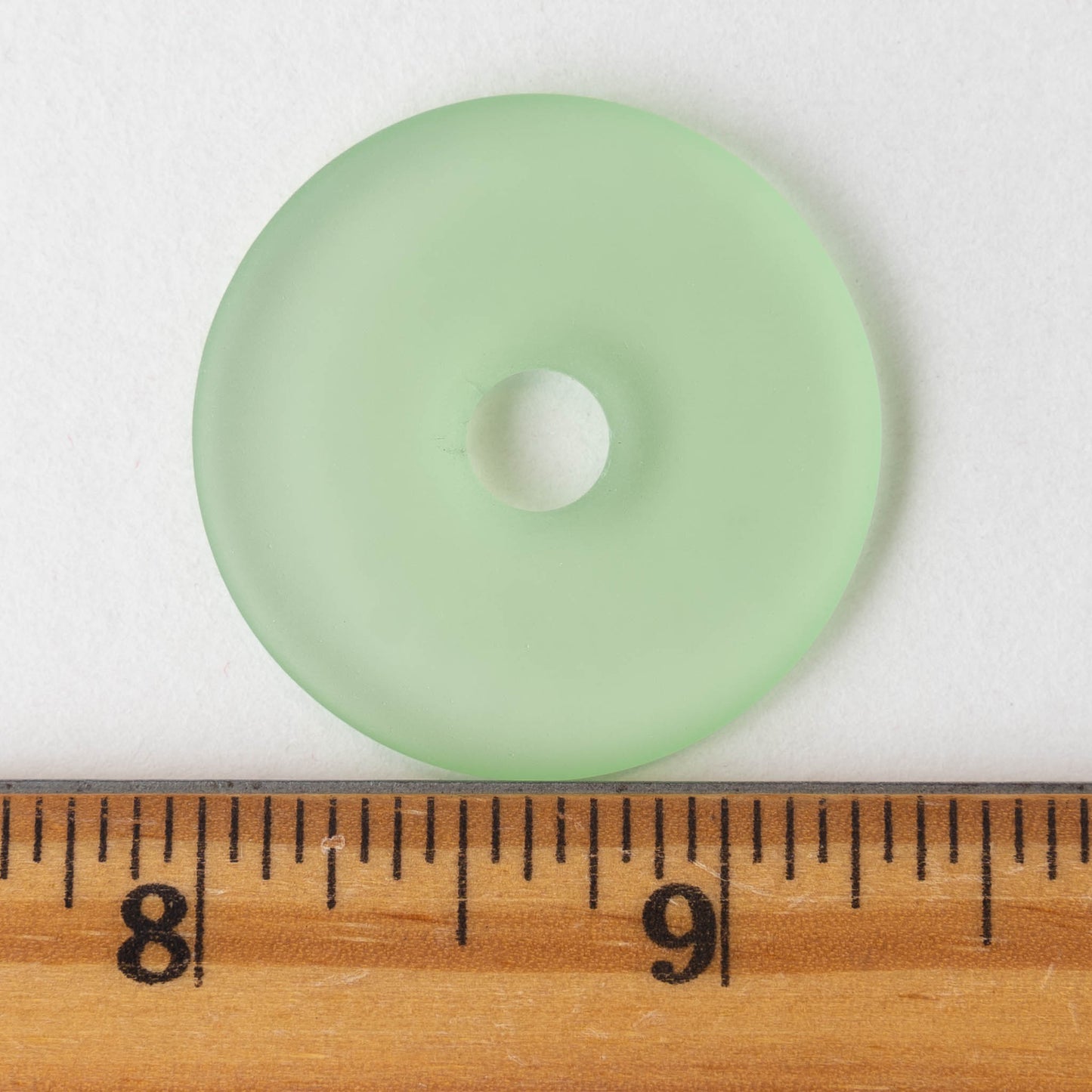 34mm Frosted Glass Donut - Peridot Green - 1 Donut