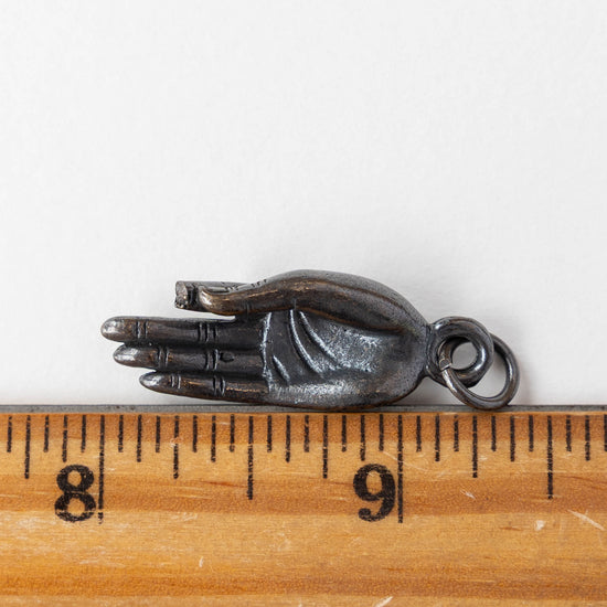 34mm Mudra Hand Amulet - Gunmetal - 1 piece