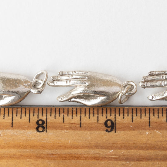 34mm Mudra Hand Amulet - Silver - 1 piece