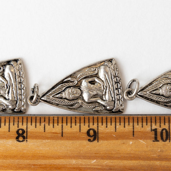 35mm Sitting Buddha Pendant - Silver - 1 piece