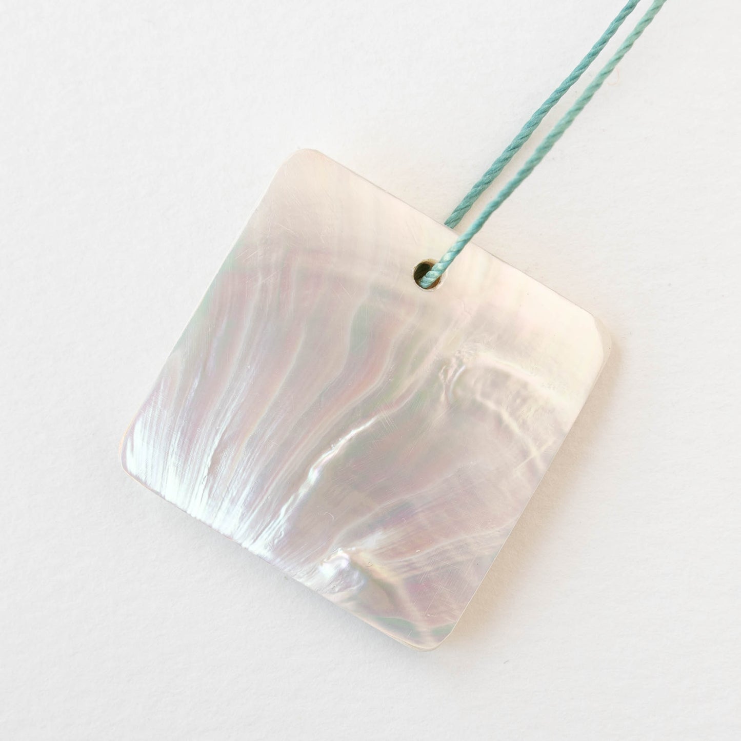 Mother of Pearl Square Pendant - 35mm Shell Teardrop Beads - 1 Piece