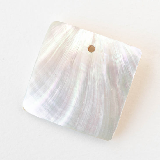 Mother of Pearl Square Pendant - 35mm Shell Teardrop Beads - 1 Piece
