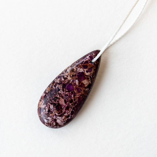 13x35mm Impression Jasper Teardrops - Purple - 2 Beads