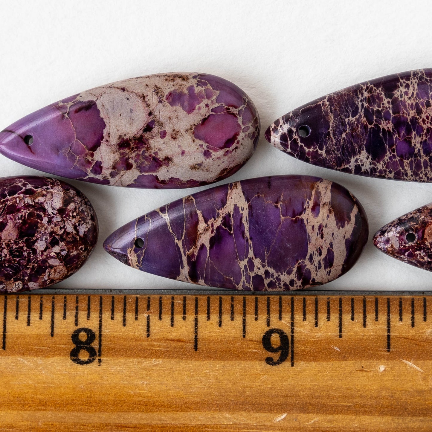 13x35mm Impression Jasper Teardrops - Purple - 2 Beads