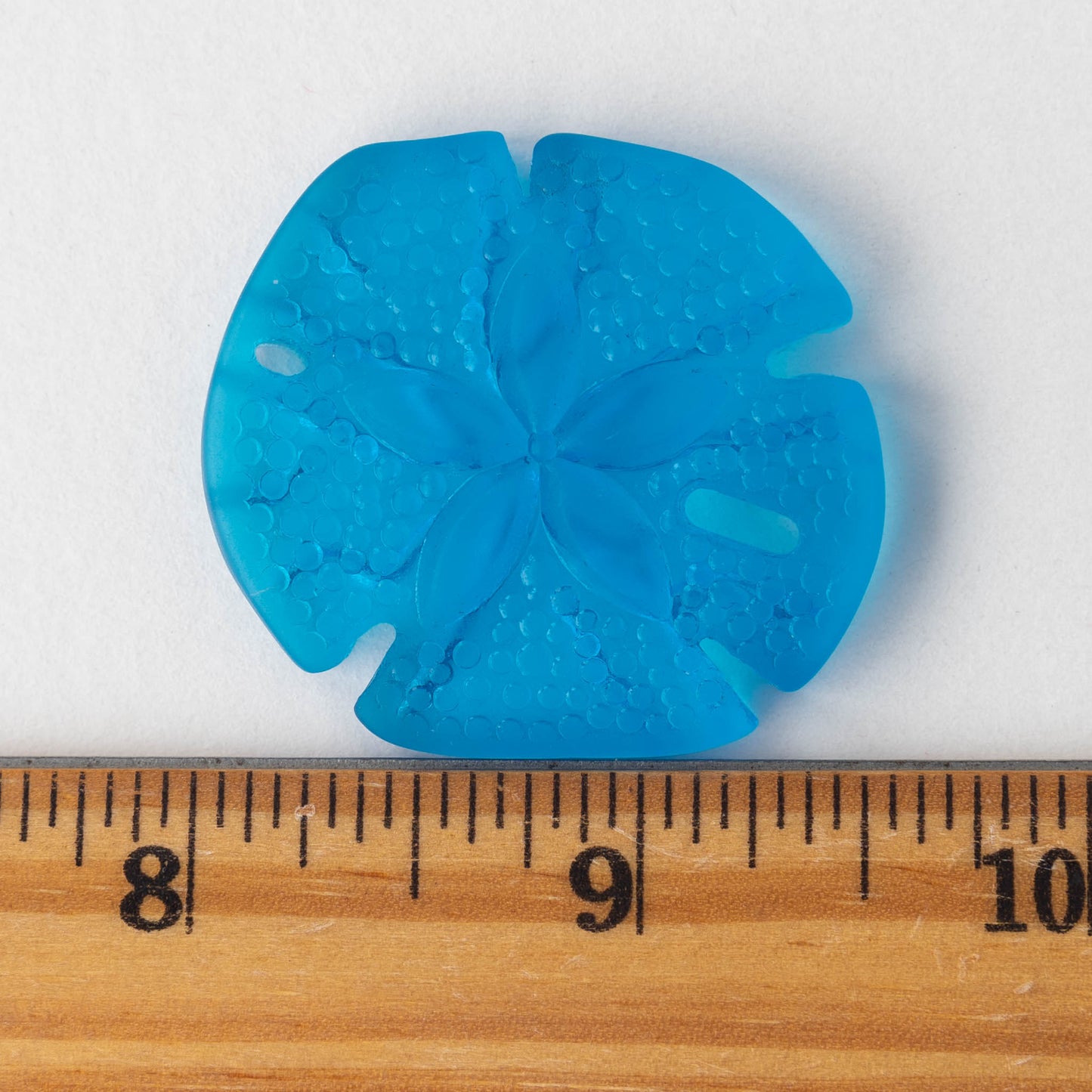 40x36mm Frosted Sand Dollar Pendants - Aqua  - 2 Pieces