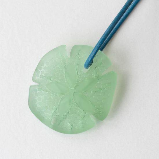 40x36mm Frosted Sand Dollar Pendants - Peridot Green  - 2 Pieces