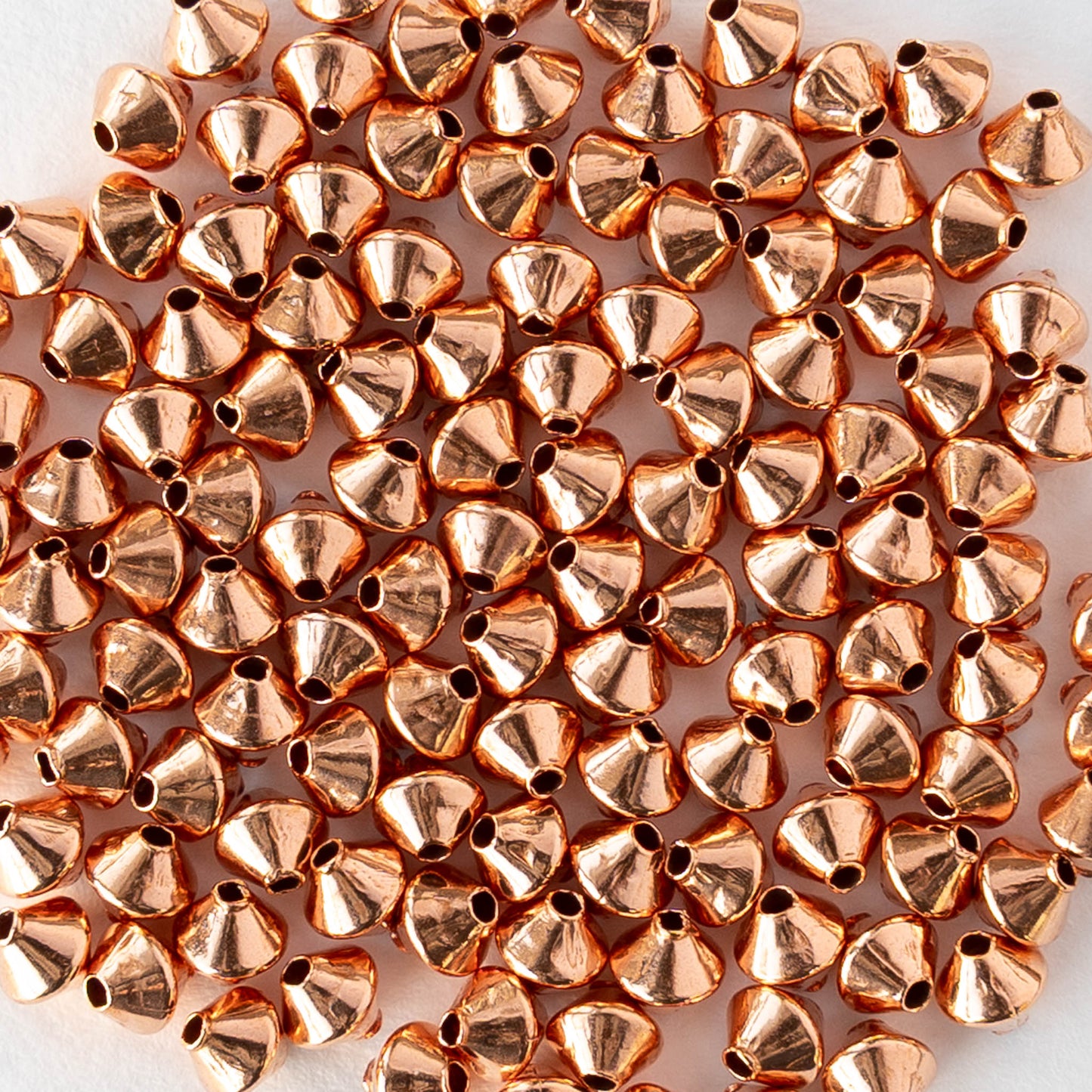 3mm Metal Bicone Beads - Copper - 50 beads