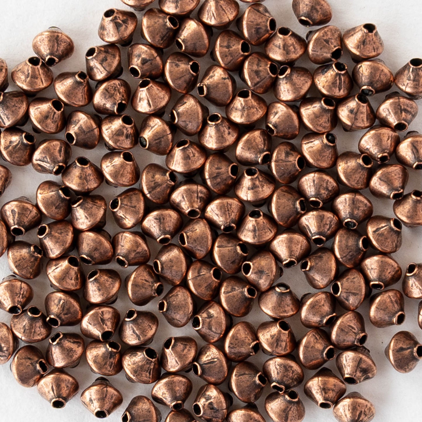 3mm Metal Bicone Beads - Antiqued Copper - 20 beads