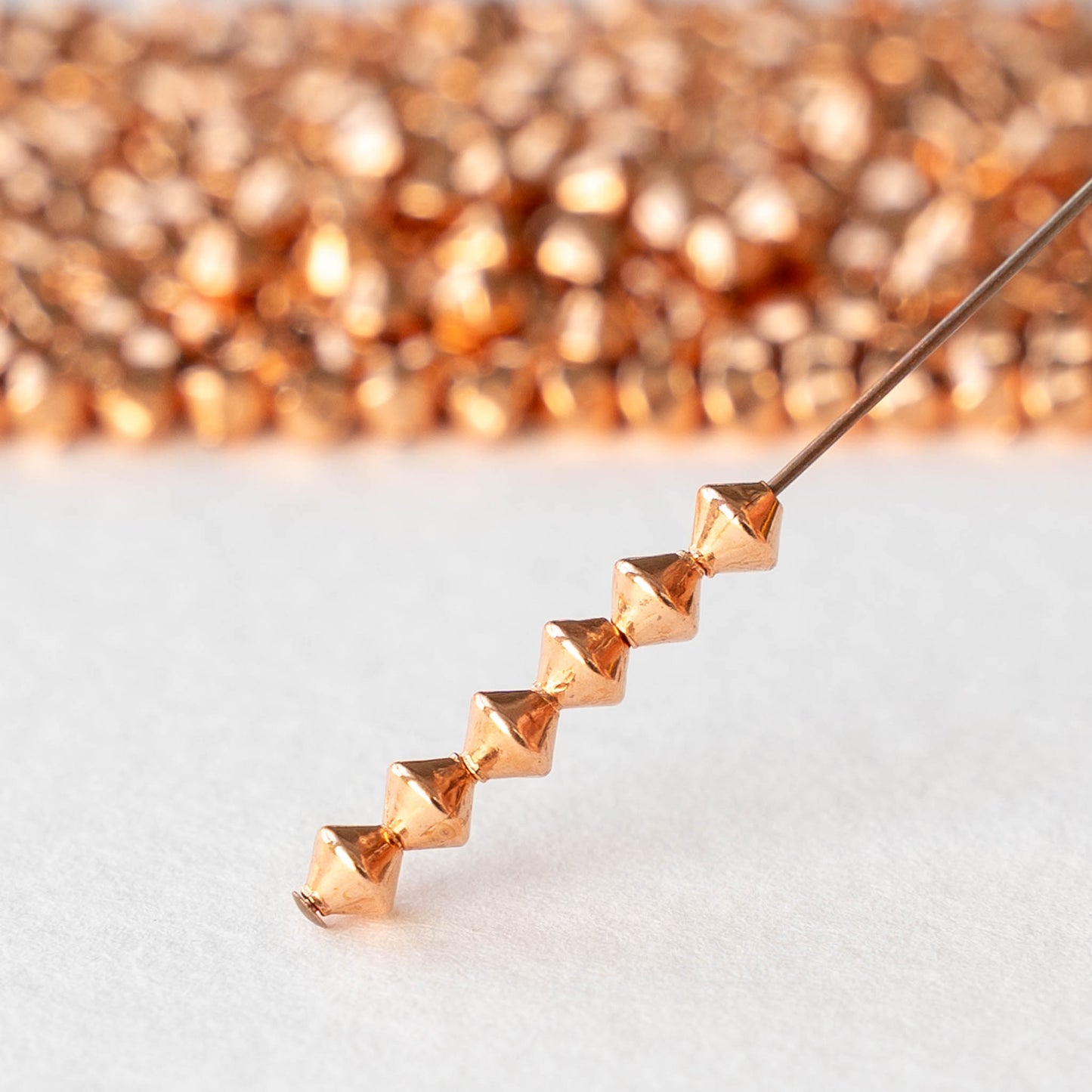 3mm Metal Bicone Beads - Copper - 50 beads
