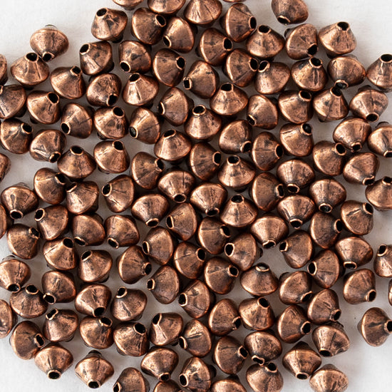 3mm Metal Bicone Beads - Antiqued Copper - 20 beads