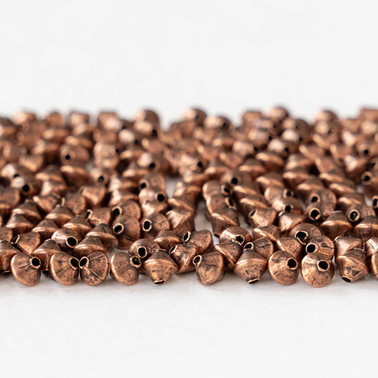 3mm Metal Bicone Beads - Antiqued Copper - 20 beads