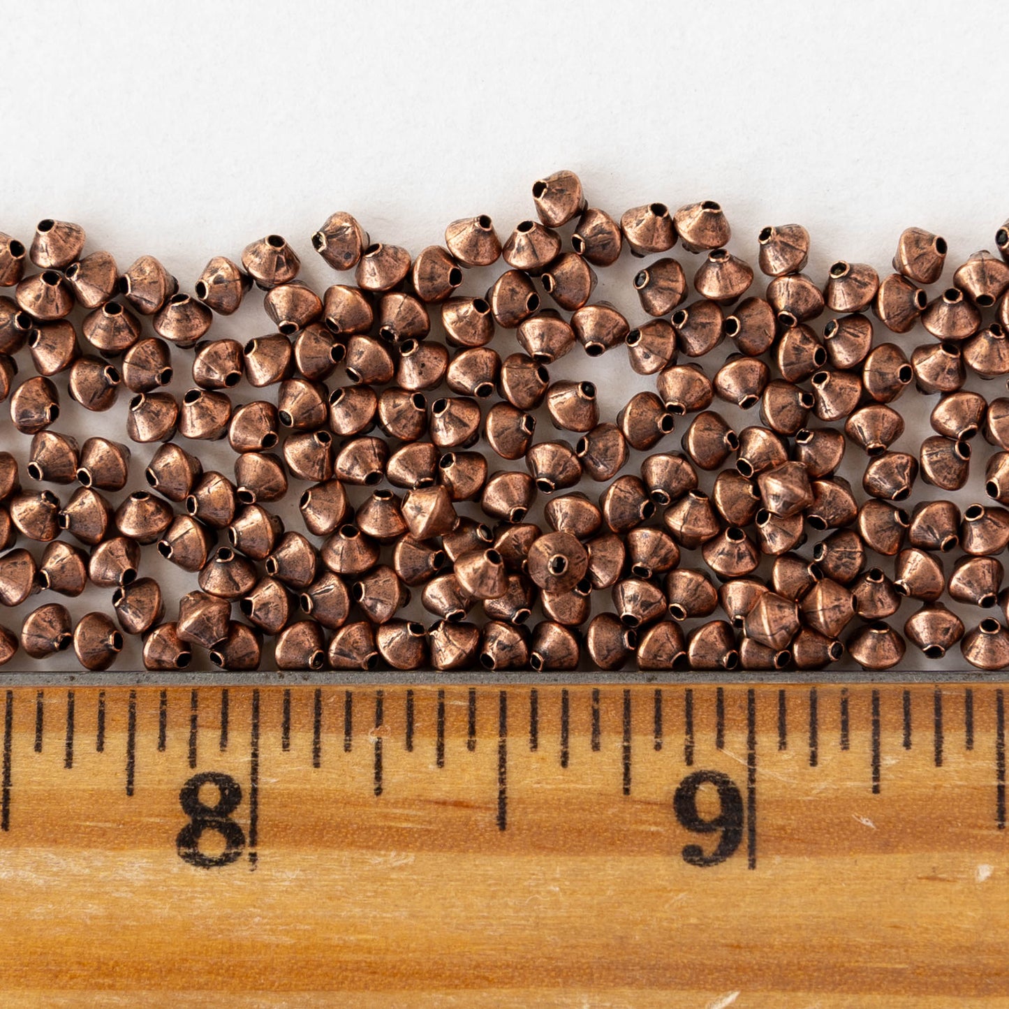 3mm Metal Bicone Beads - Antiqued Copper - 20 beads