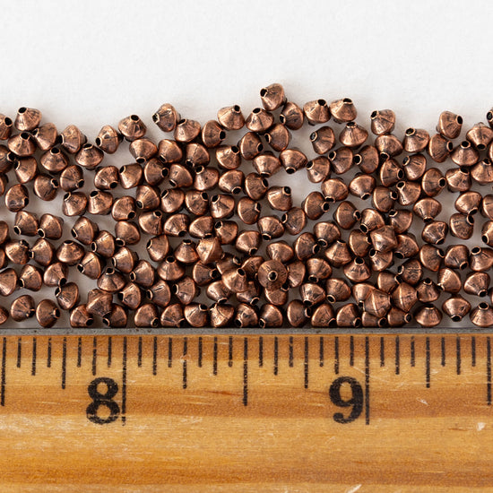 3mm Metal Bicone Beads - Antiqued Copper - 20 beads