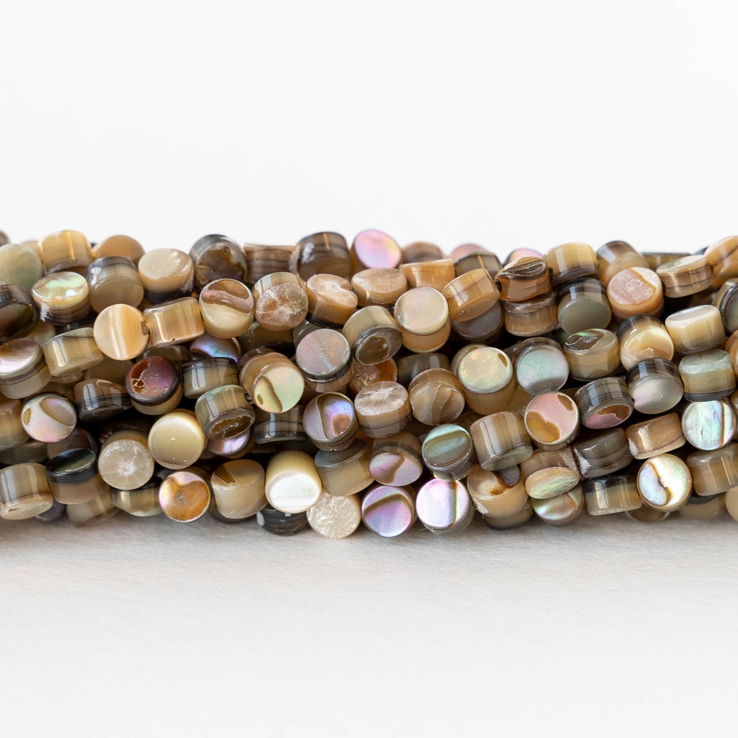 3mm Abalone Coin Beads - Half or Whole Strand