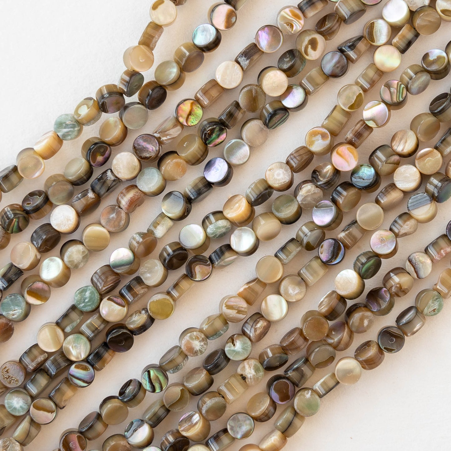 3mm Abalone Coin Beads - Half or Whole Strand