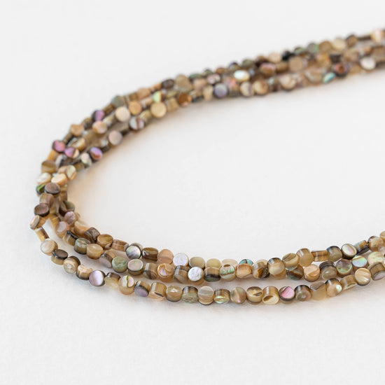 3mm Abalone Coin Beads - Half or Whole Strand