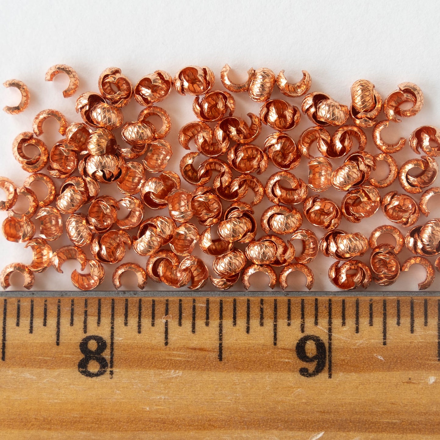 Crimp Covers - Diamond Design - Copper- 30 pieces