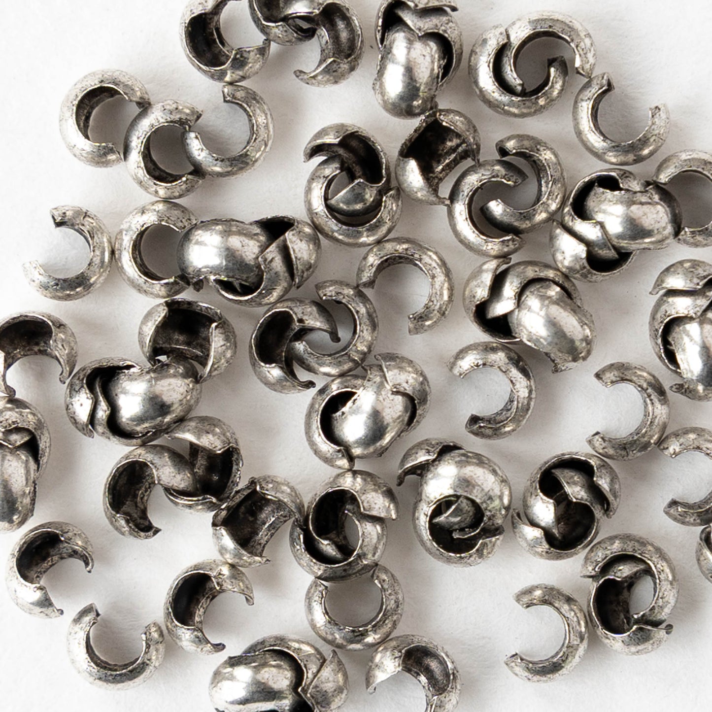 3mm Crimp Covers - Pewter - 30 pieces