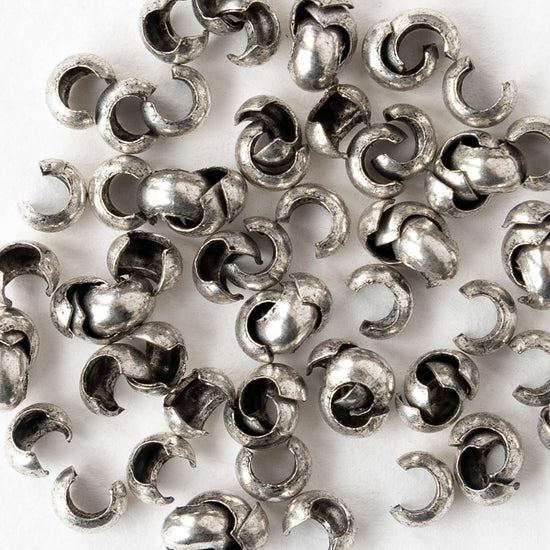 3mm Crimp Covers - Pewter - 30 pieces