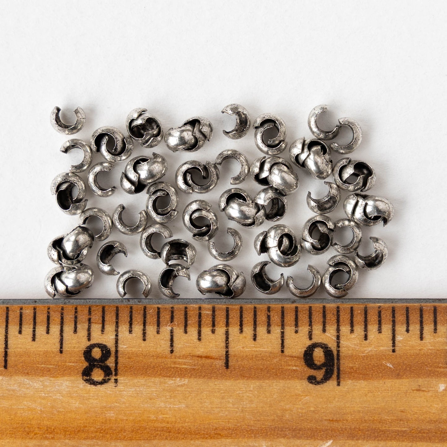 3mm Crimp Covers - Pewter - 30 pieces