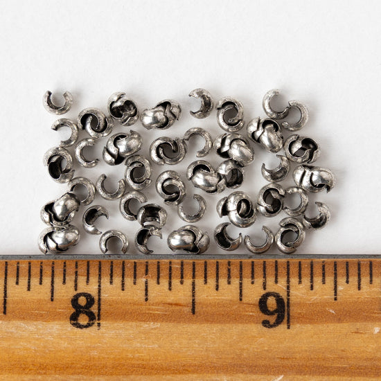 3mm Crimp Covers - Pewter - 30 pieces