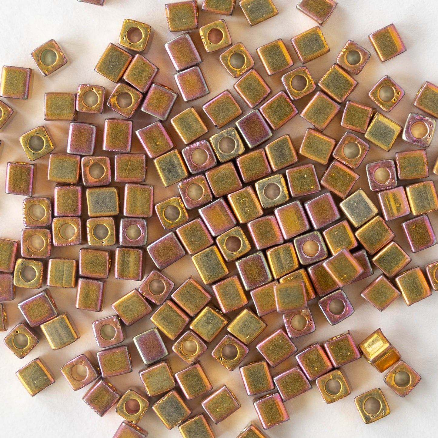 3mm Miyuki Cube Beads - Metallic Gold Iris - Choose Amount