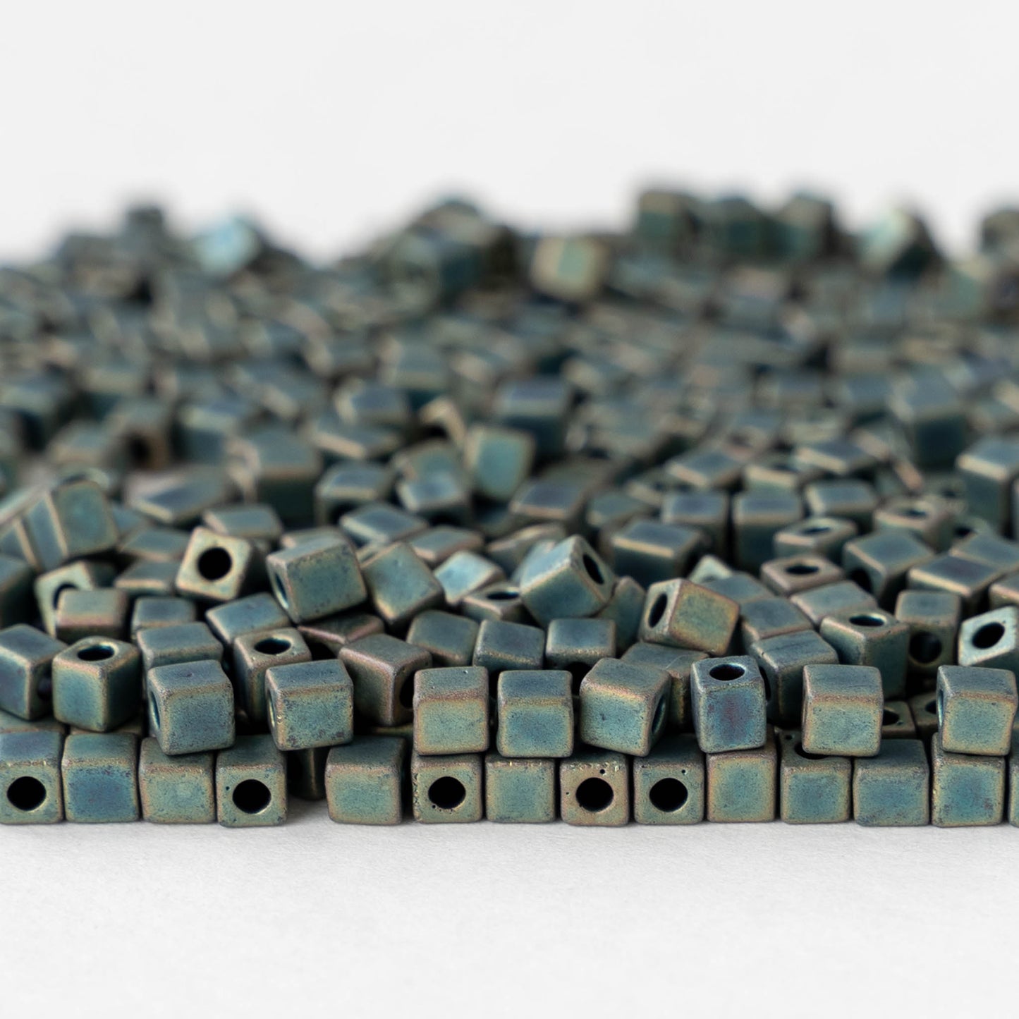 3mm Miyuki Cube Beads - Matte Metallic Patina Iris - 10 or 30 grams