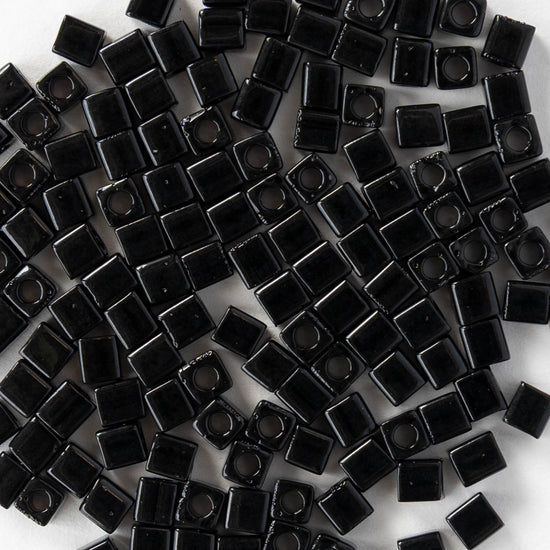 3mm Miyuki Cube Beads - Black - 20 or 60 grams