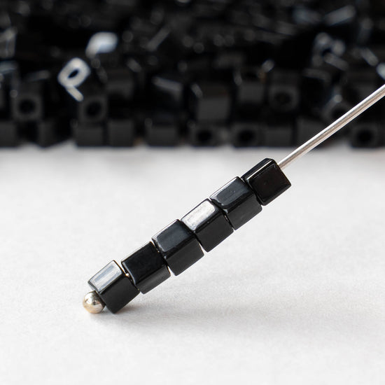 3mm Miyuki Cube Beads - Black - 20 or 60 grams