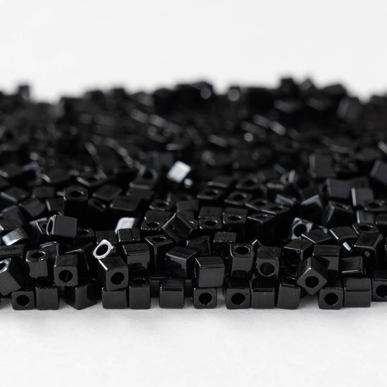3mm Miyuki Cube Beads - Black - 20 or 60 grams