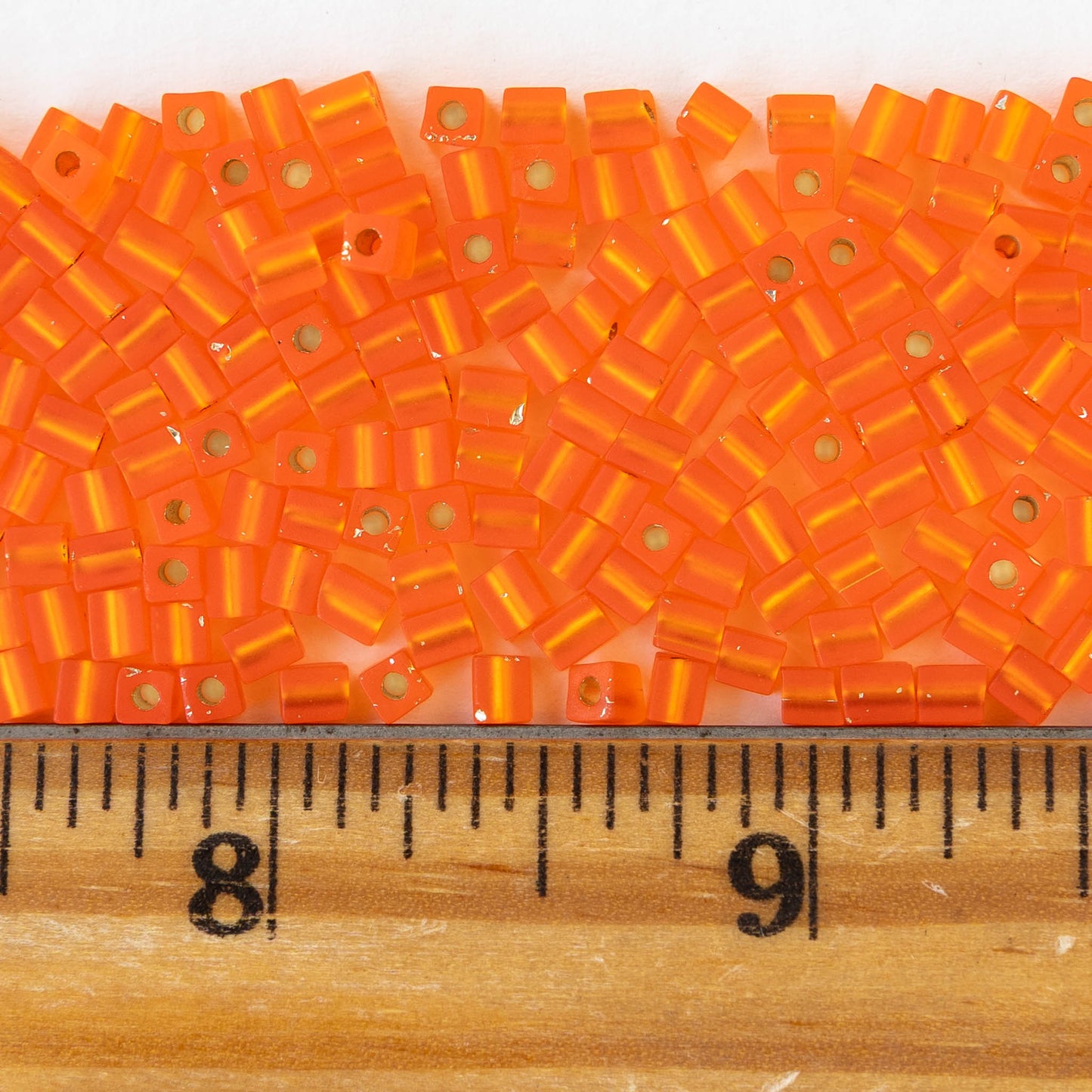 3mm Miyuki Cube Beads - Silver Lined Matte Orange - 20 grams