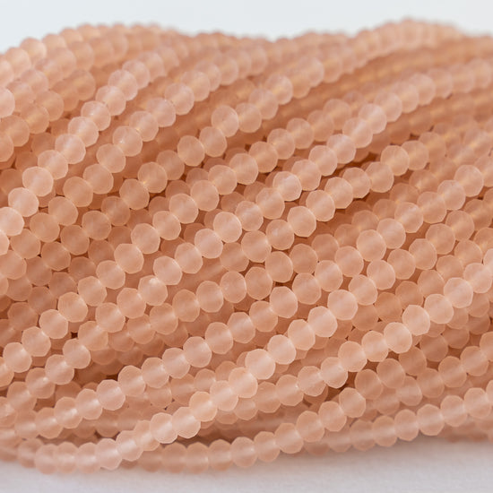 3x2mm Faceted Glass Rondelle Beads - Frosted Peach - 16 Inches