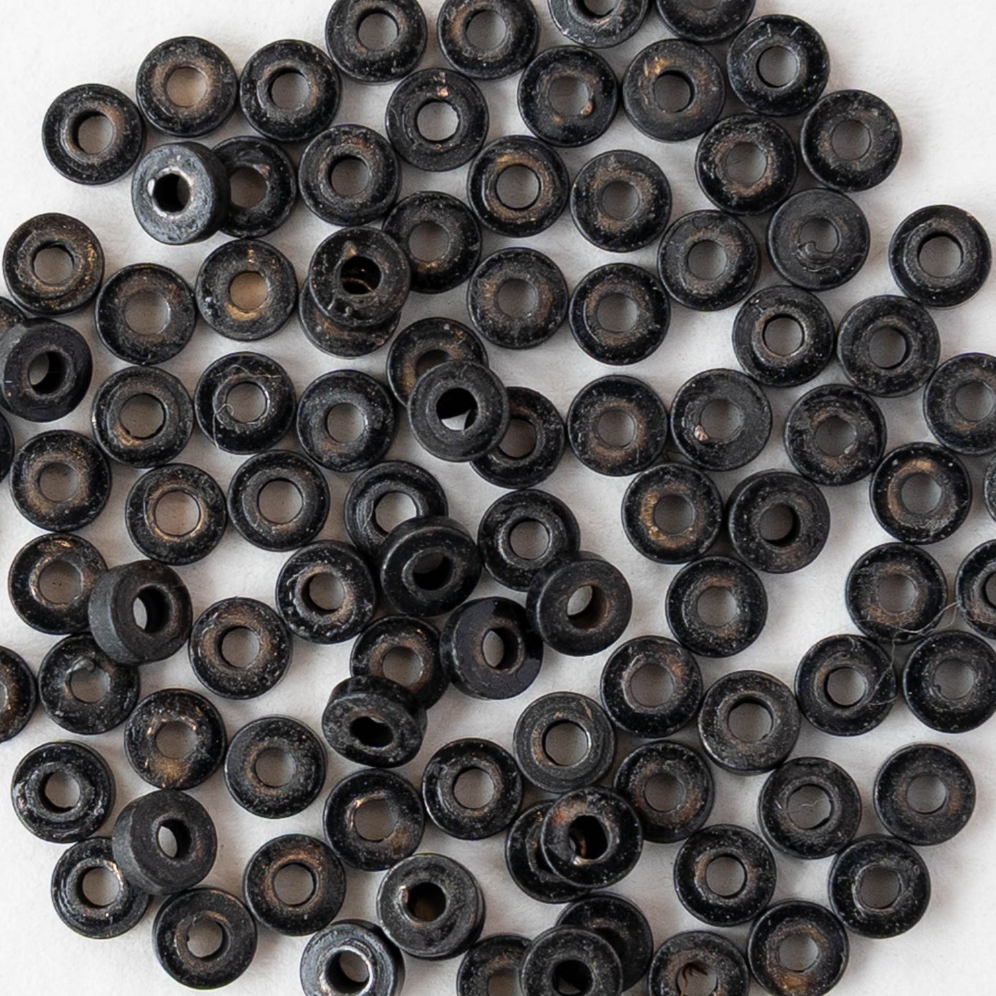 1x3mm Mini Metal Heishi Beads - Black Brass - 100 Beads