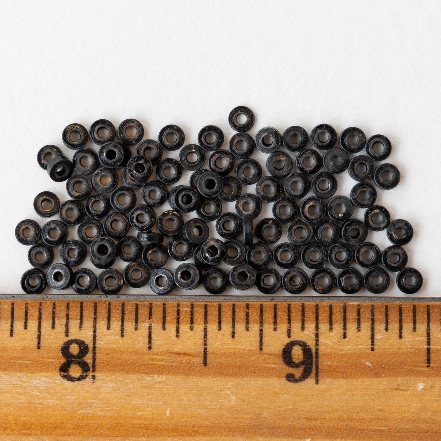 1x3mm Mini Metal Heishi Beads - Black Brass - 100 Beads