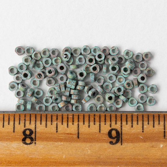 3mm Metal Heishi Beads - Green Patina - 100 Beads