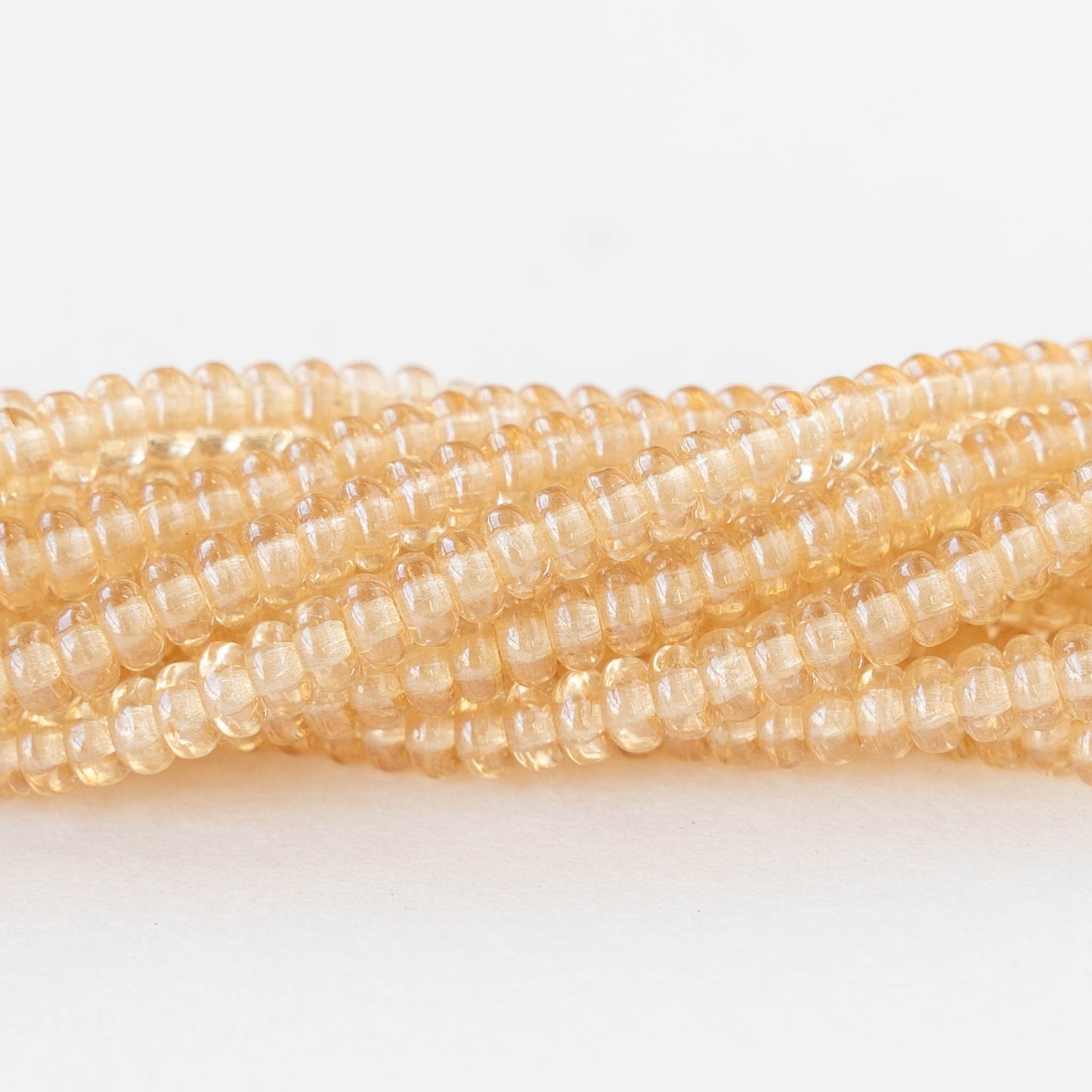 3mm Glass Rondelle Beads - Transparent Champagne Luster - 100 Beads