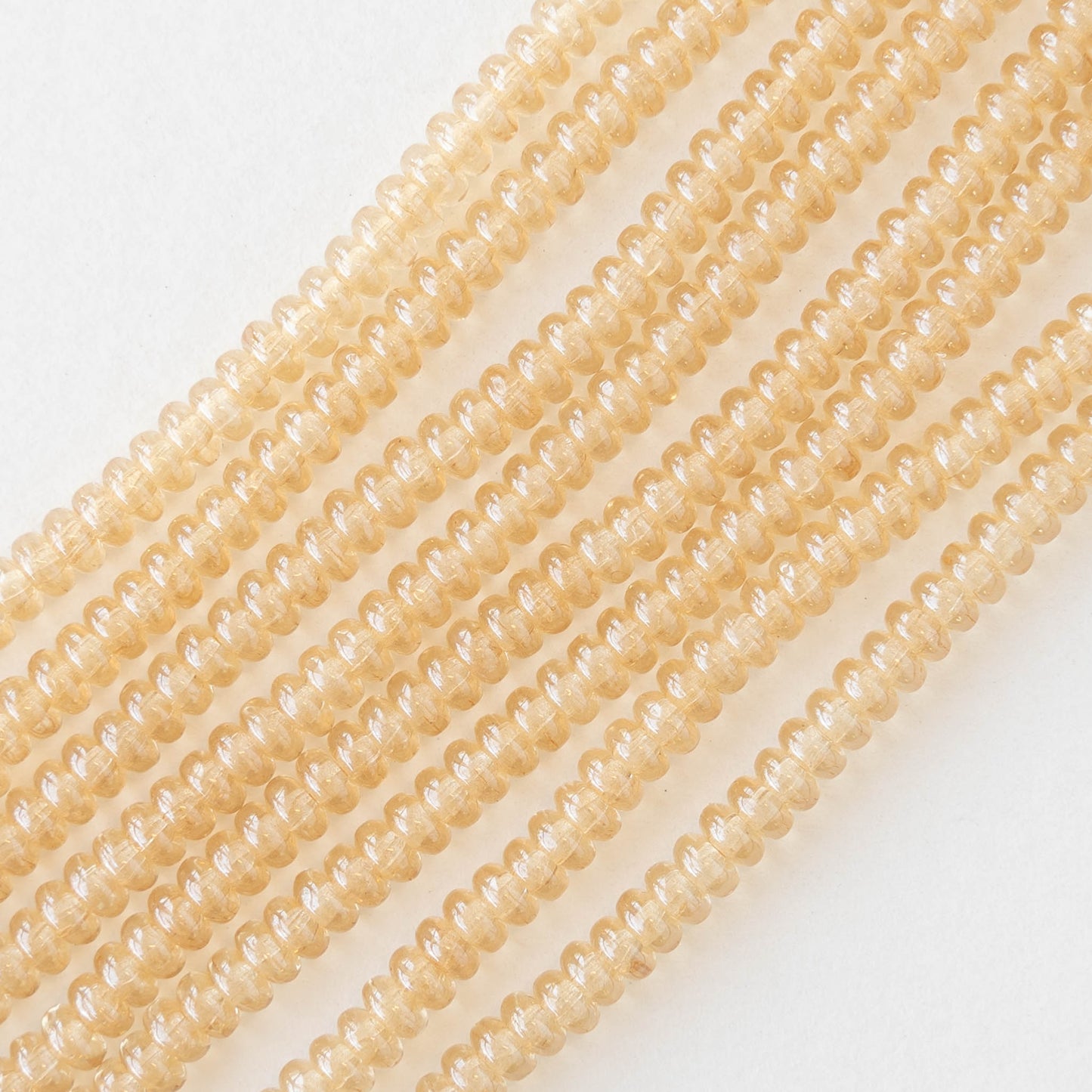 3mm Glass Rondelle Beads - Transparent Champagne Luster - 100 Beads