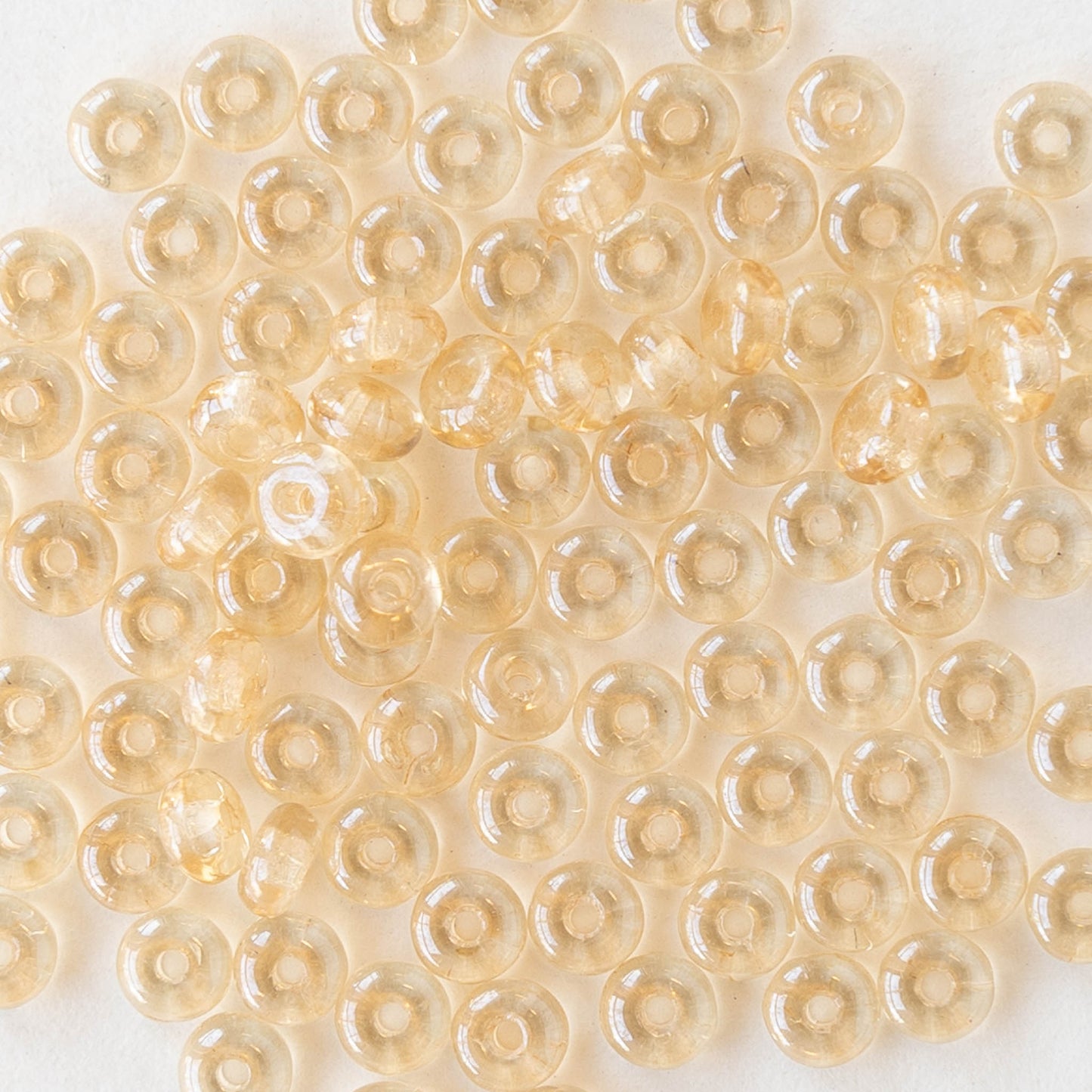 3mm Glass Rondelle Beads - Transparent Champagne Luster - 100 Beads