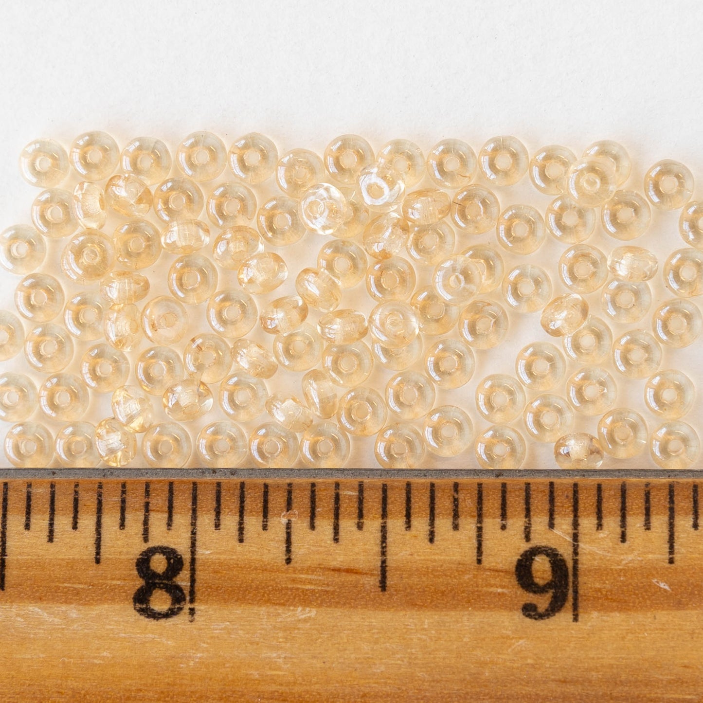 3mm Glass Rondelle Beads - Transparent Champagne Luster - 100 Beads