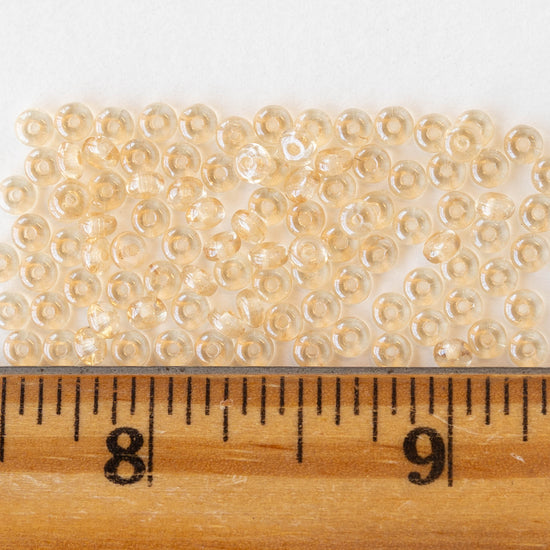 3mm Glass Rondelle Beads - Transparent Champagne Luster - 100 Beads