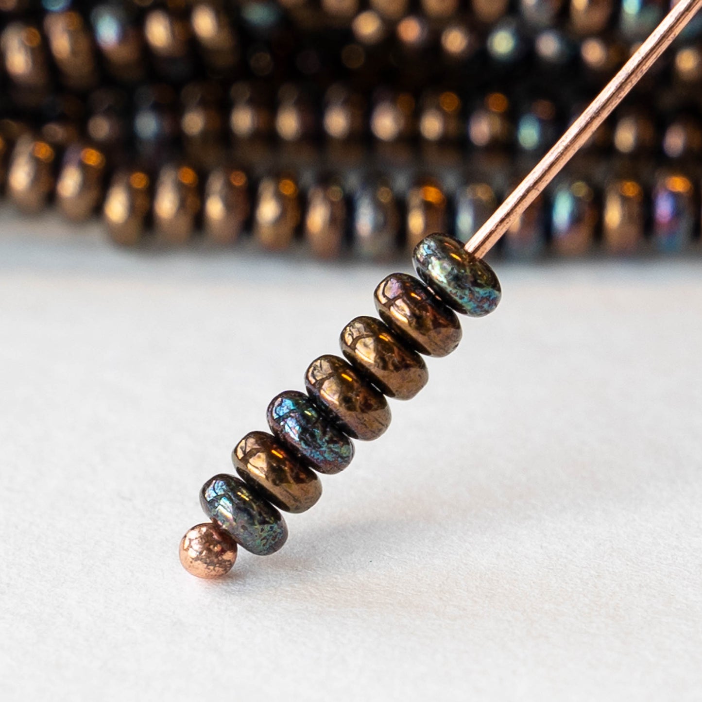 Load image into Gallery viewer, 3mm Rondelle Beads - Opaque Jet Bronze - 100 Beads
