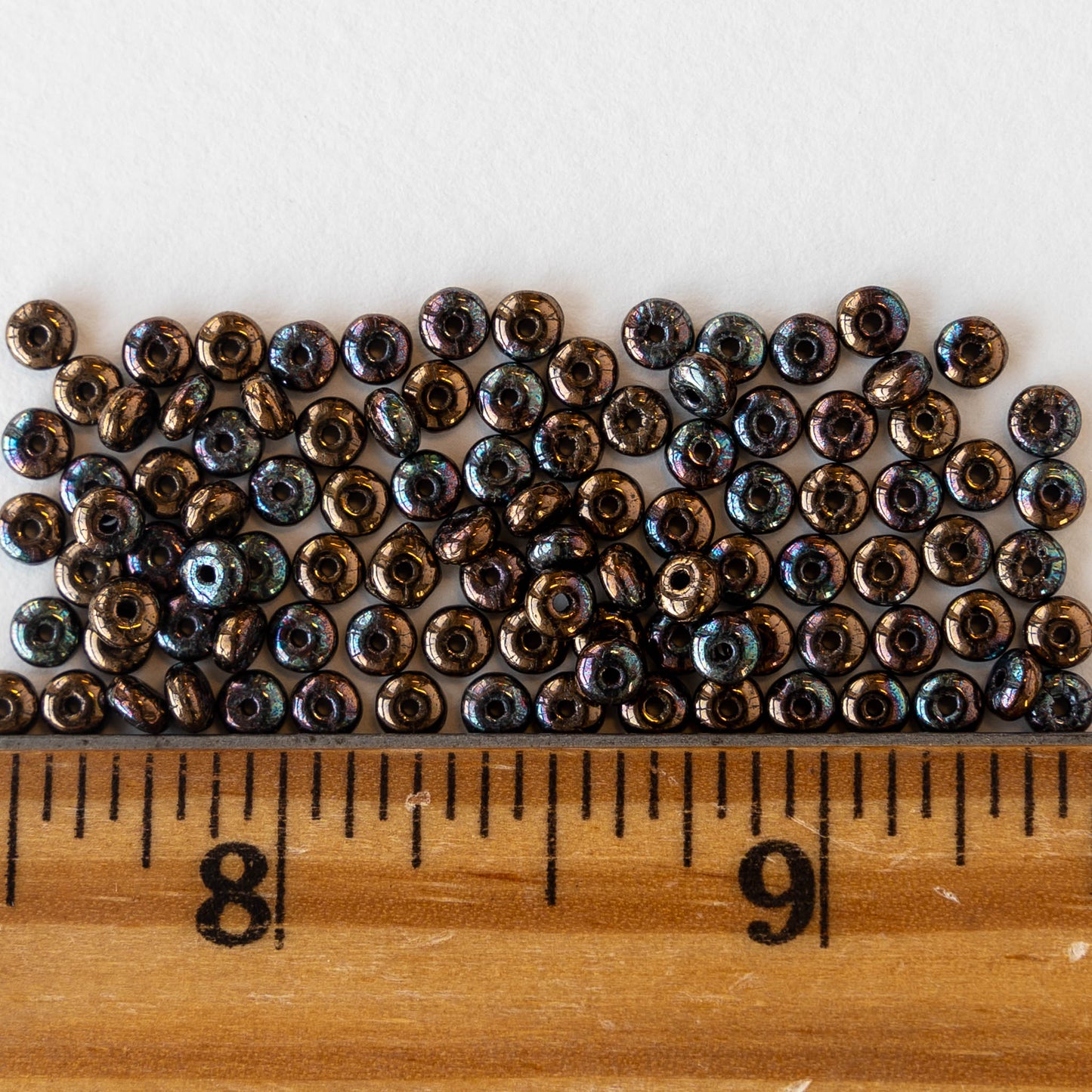 3mm Rondelle Beads - Opaque Jet Bronze - 100 Beads