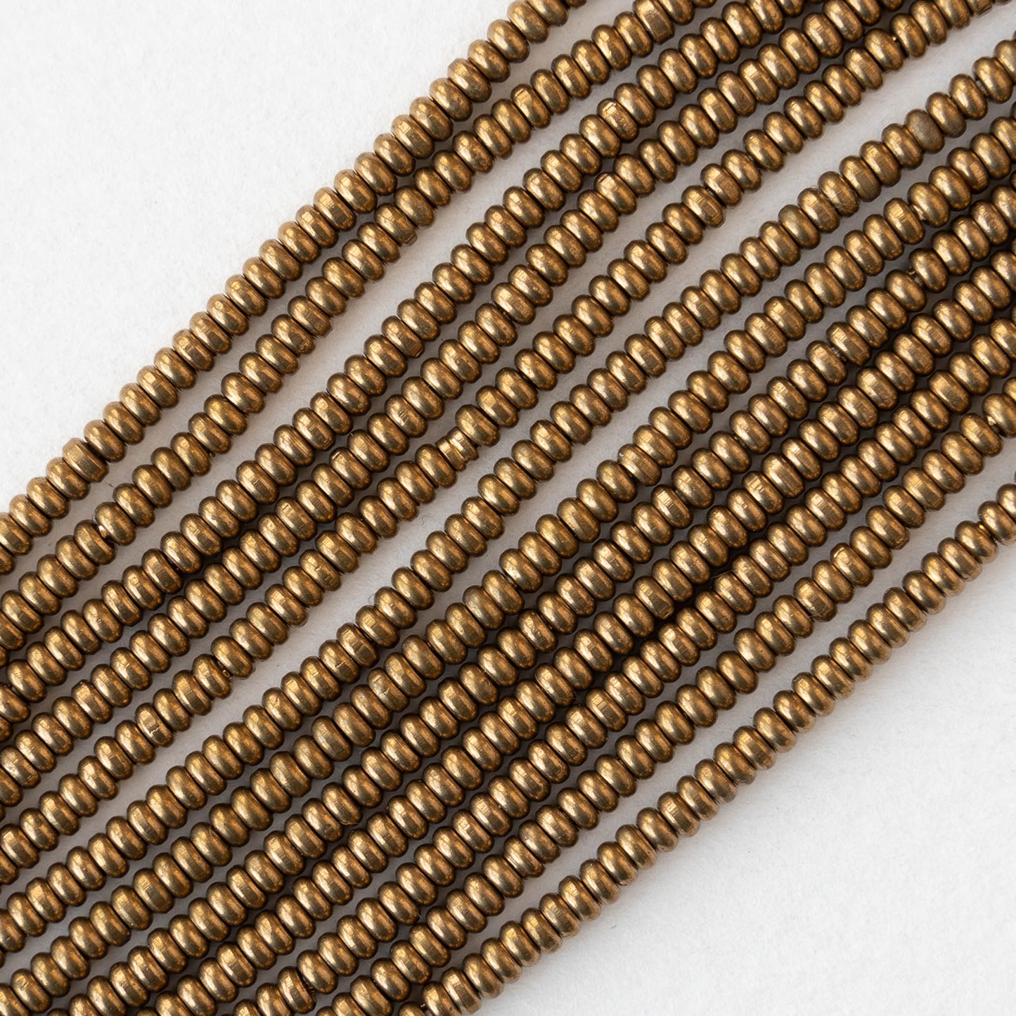 3mm Metal Rondelle Beads - Brass - 6 inches ~120 beads