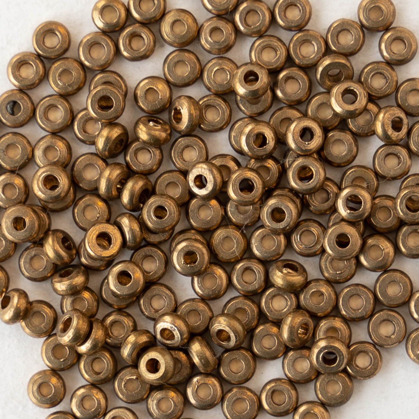 3mm Metal Rondelle Beads - Brass - 6 inches ~120 beads