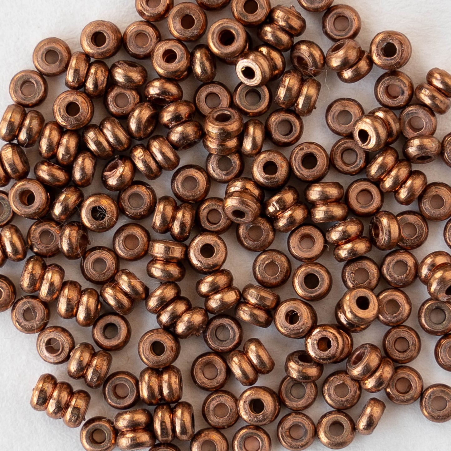 3mm Metal Rondelle Beads - Copper - 6 inches ~120 beads