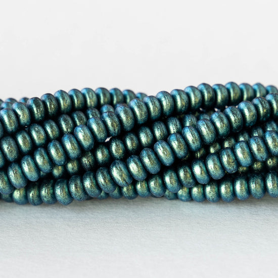 3mm Rondelle Beads - Teal Polychrome - 100 Beads