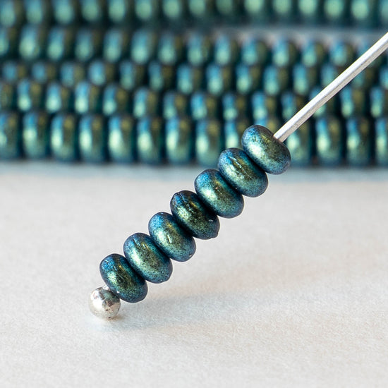 3mm Rondelle Beads - Teal Polychrome - 100 Beads