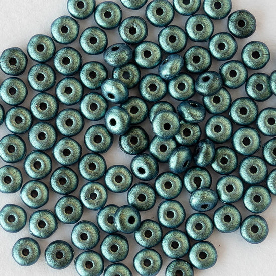 3mm Rondelle Beads - Teal Polychrome - 100 Beads