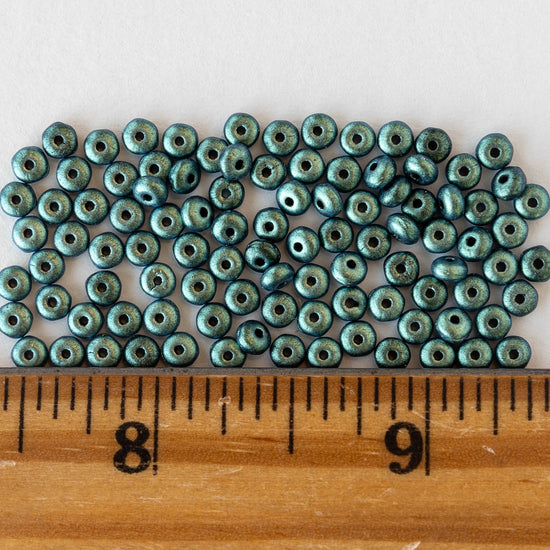 3mm Rondelle Beads - Teal Polychrome - 100 Beads